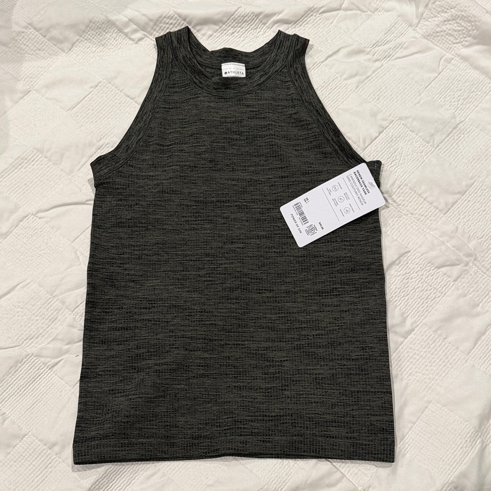 Athleta renew  Ribbed Sleeveless Tank Top - Charcoal green